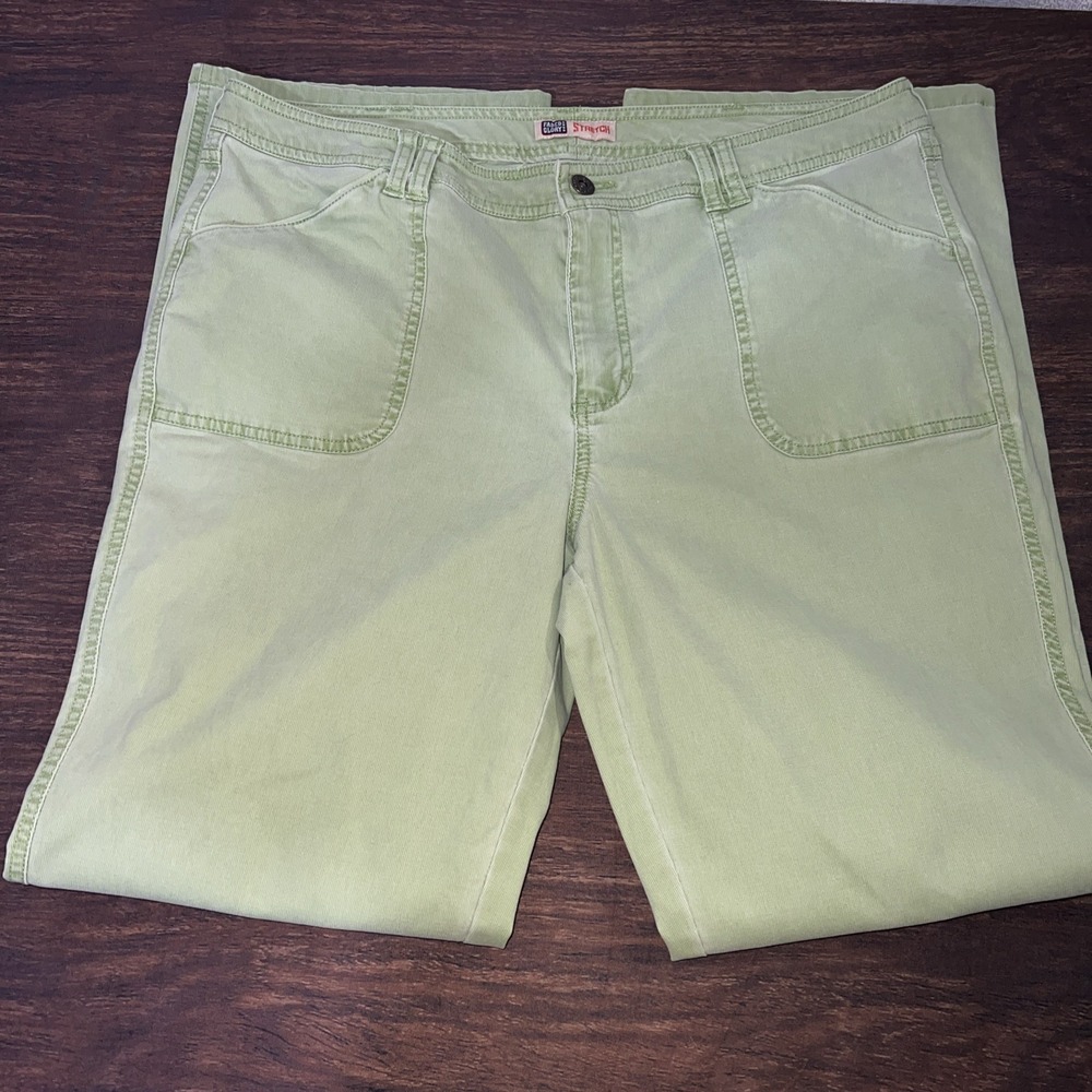 Vintage Y2K Faded Glory Womens Wide Leg Stretch Light Green Pants Size 16 Jeans